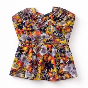 Anthropologie Porridge Floral Strapless Peplum Top Size 6 Orig $118